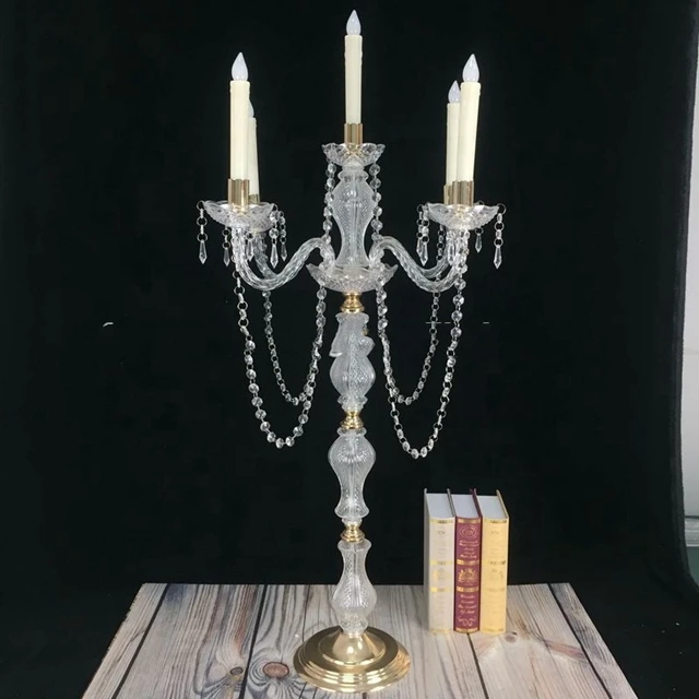 

6pcs Wedding acrylic candlestick candle holders 5 arms crystal candelabra centerpieces table centerpieces wedding 1444