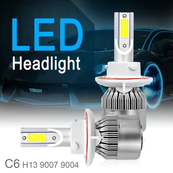 

2 Pcs H13 / 9008 C6 10800LM 6000K 120W COB LED Car Headlight Kit Waterproof LED High or Low Light Bulb Fit for Cars