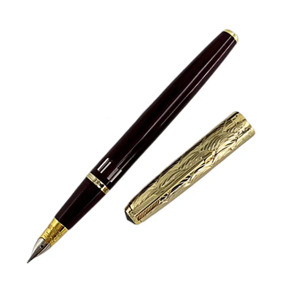 

High Quality Luxury Fountain Pens 601A Gold Pen Cap Double Bead Vacuum Piston Large Bag Tip Sheet Metal Pen Ink Pen