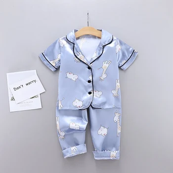 

Summer Baby Clothes Kids Girls Boys Pajamas Giraffe Sleepwear 2PCS Short Sleeve Blouse Tops+Night Pants Set