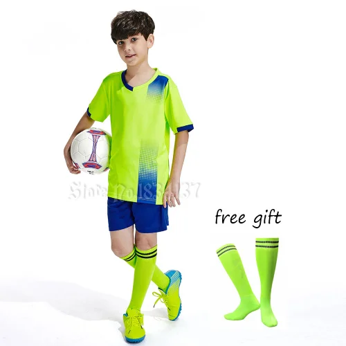 Детские футбольные комплекты для мальчиков и девочек, дышащая Футбольная форма по индивидуальному заказу, Футбольная детская спортивная рубашка - Цвет: Green