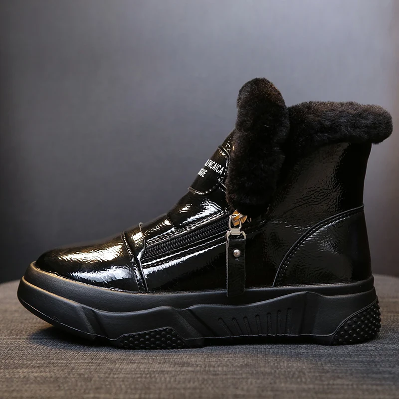 Модная зимняя обувь; ботинки из искусственной кожи с искусственным мехом и шерстью; ботинки на толстой подошве; женские кроссовки на платформе; Ботинки martin; ботильоны; P195