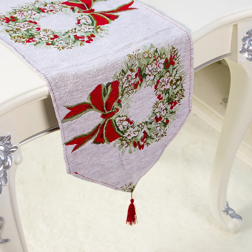 

180*35CM Christmas Table Runner Mat Tablecloth Christmas Flag Home Party Decoration Deer Table Runners