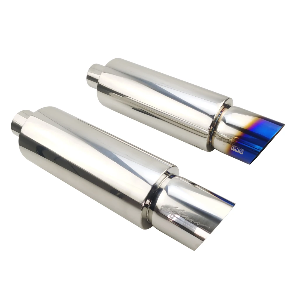 Car Moto Exhaust Systems Muffler Tail Pipe Universal Stainless Steel O.D 63 76 MM Outlet 101mm Bevel Crimping exhaust pipe muffler