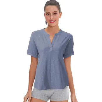 

2020 Women's V-neck T-Shirt Cotton Loose Green Short Sleeve Women's T-Shirt