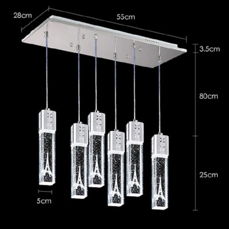 6 heads Long base HAIXIANG Современный Люстра светильник ing люстра K9 кристалл столовая светодиодный потолочный светильник кухня Остров детская спальня лампа - Цвет абажура: 6 heads Long base