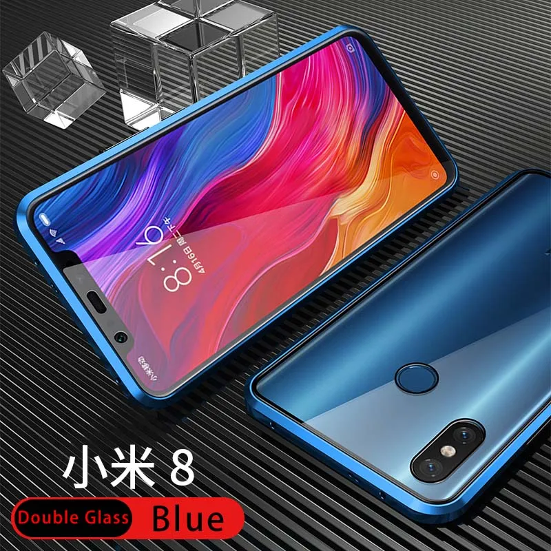 Синий Металлический адсорбционный защитный чехол для mi A3 A2 Lite 360 магнитный чехол для телефона для Xiaomi mi CC9e CC9 9 8 Lite 9 Se чехол для телефона - Цвет: Синий