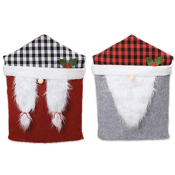 

2 Pcs Christmas Chair Cover Santa Claus Xmas Holiday Party Festival Home Dinner Table Kitchen Seat Covers Set