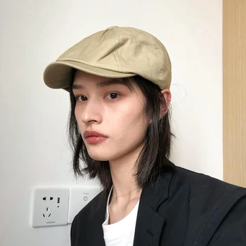 

Japanese art forward cap summer beret female retro short brim octagonal cap male