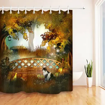 

Beautiful Dream Forest Animals Shower Curtain Set Bathroom Polyester Fabric