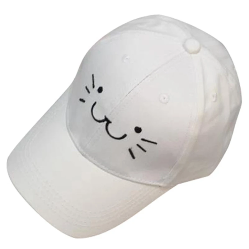 

Fashion Adjustable Embroidery Snapback Baseball Cap Cute Cartoon Cat Face Hip Hop Flat Hat Casual Cap For Boy Girls