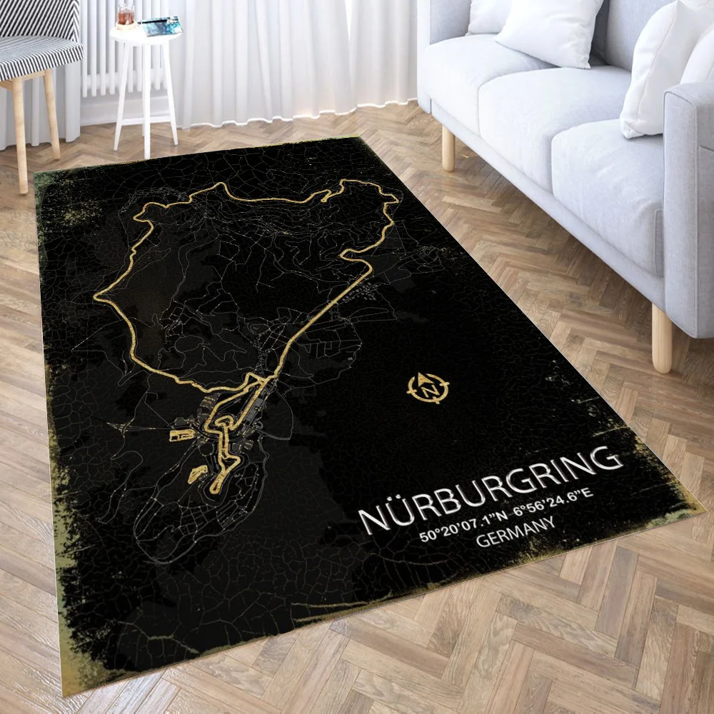NURBURGRING CIRCUIT 3D Printing Room Bedroom Anti-Slip Plush Floor Mats Home Fashion Carpet Rugs New Dropshipping | Дом и сад