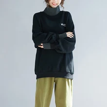 Осенне-зимняя женская блузка размера плюс, имитация двух однотонных цветов, длинный рукав, женская одежда, Свободные повседневные женские топы, YoYiKamomo