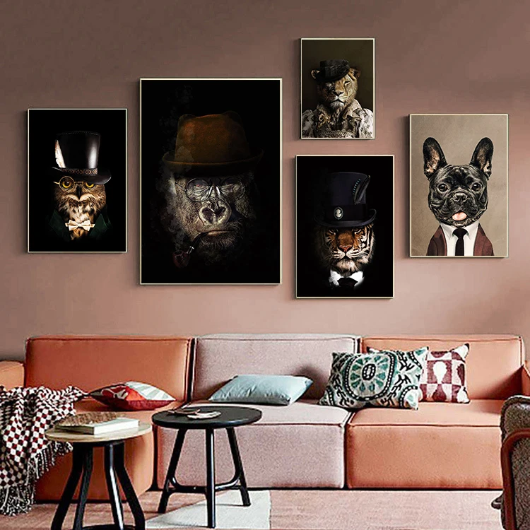 Elegant Animals Canvas Painting Wall Art Lion Tiger Orangutan Dog etc Pictures Posters And Prints for Living Room Home Decor | Дом и сад