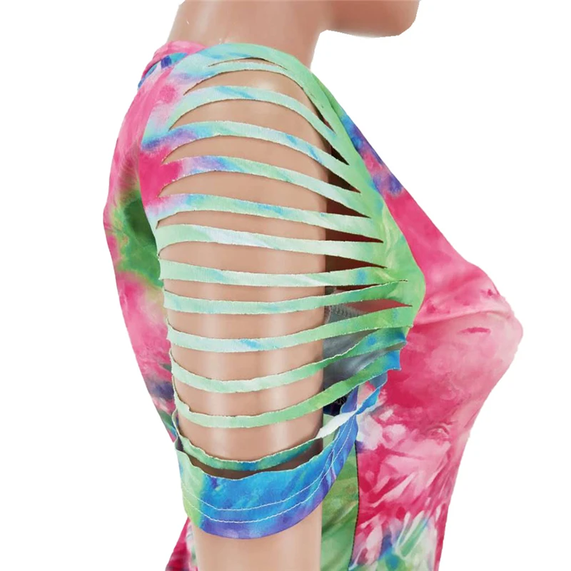 Комплект из двух предметов Adogirl с принтом Tie Dye футболка вырезами и коротким