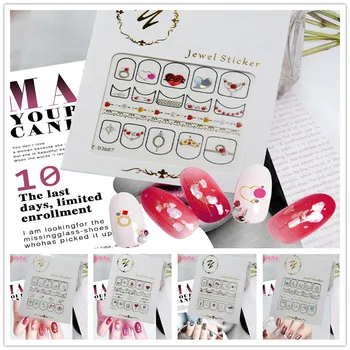 

3D Gold Silver Jewel Nail Art Sticker Embossed Star Moon Starry Designs Adhesive Transfer Sliders Manicure Decoration