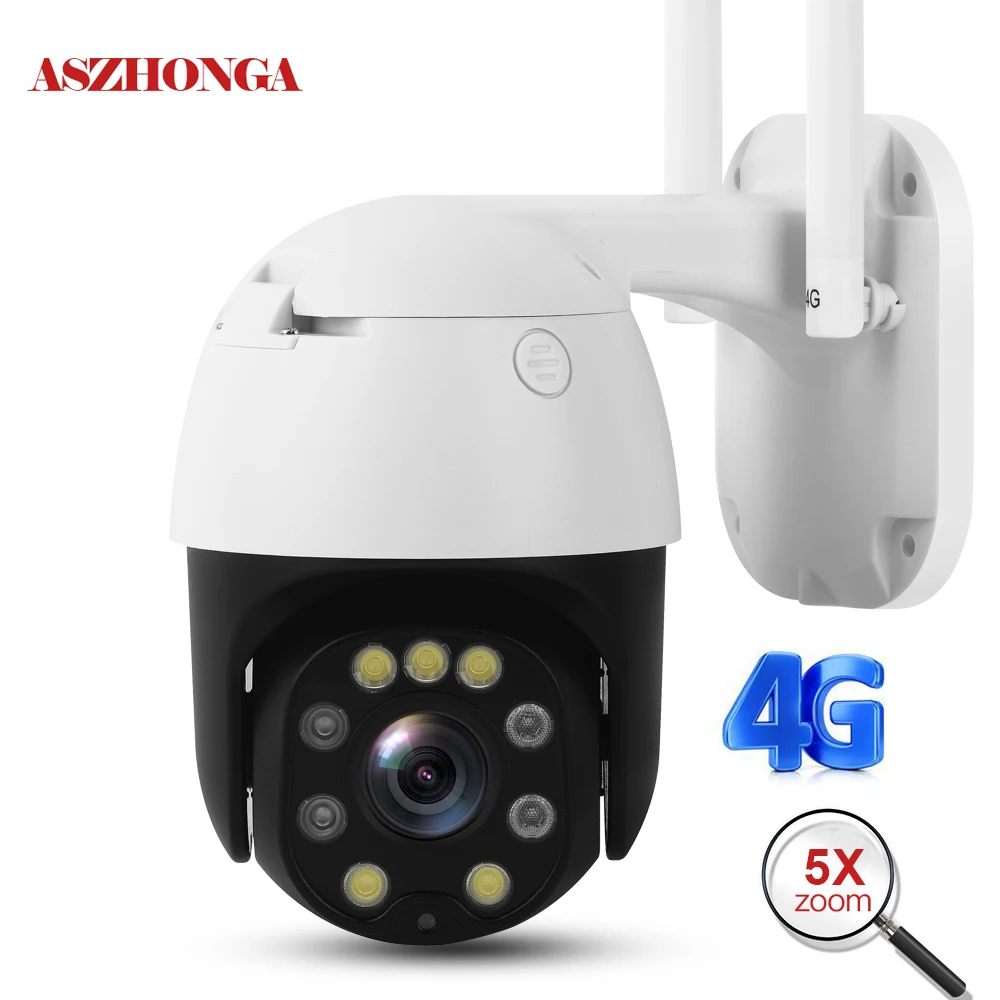 5 МП 2 Беспроводная 4G Wi Fi камера безопасности 1080P HD 5X оптический зум PTZ IP наружная