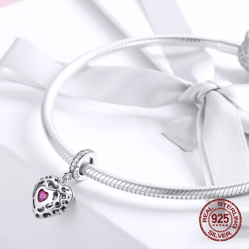 Womak fit браслет Pandora Шарм счастье в форме сердца ожерелье кулон 925 ювелирные изделия из бисера DIY