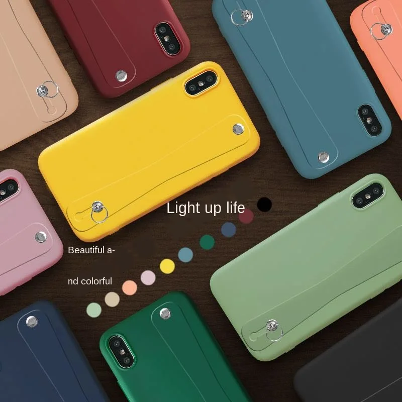 

Cinda iPhone 6 Candy Color Phone Case 6s 7 8 Plus X XR XS 11 Pro Max Cute Simple Wristband Solid Color Soft Silicone iPhone Case