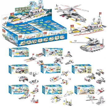 

91pcs City Police Station Helicopter Boat Truck Technic Car Building Blocks Mini DIY Brick Learning Compatible Toys for Children