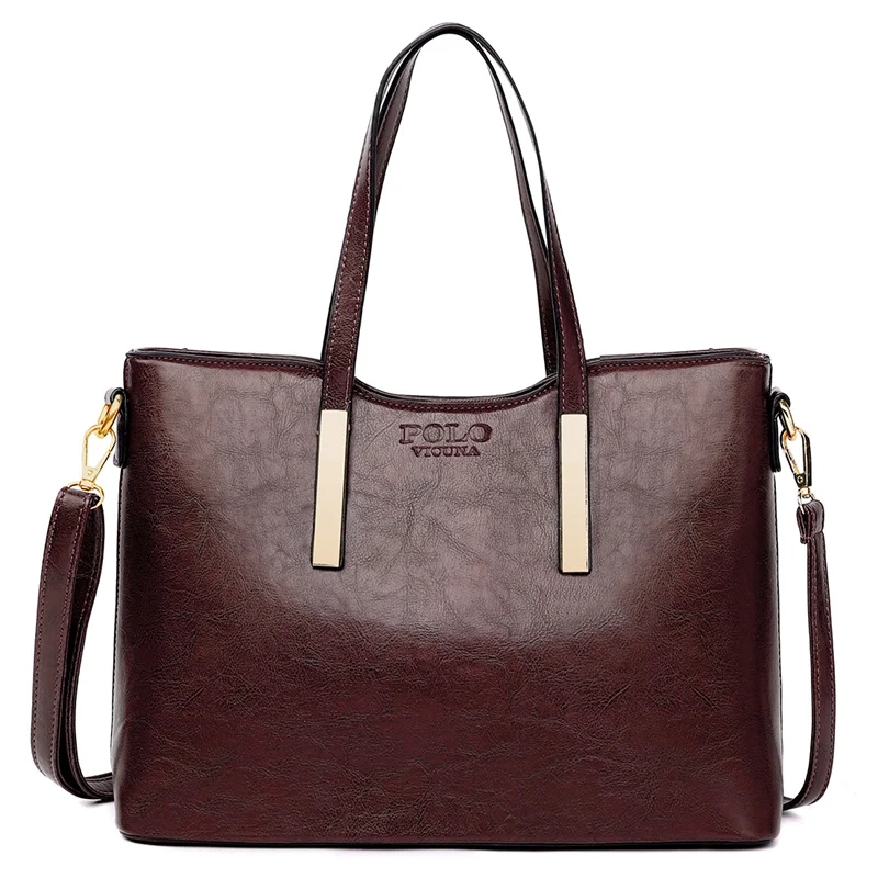 VICUNA POLO брендовые модные кожаные сумки для женщин прочные однотонные высококачественные женские кожаные сумки через плечо - Цвет: Шоколад