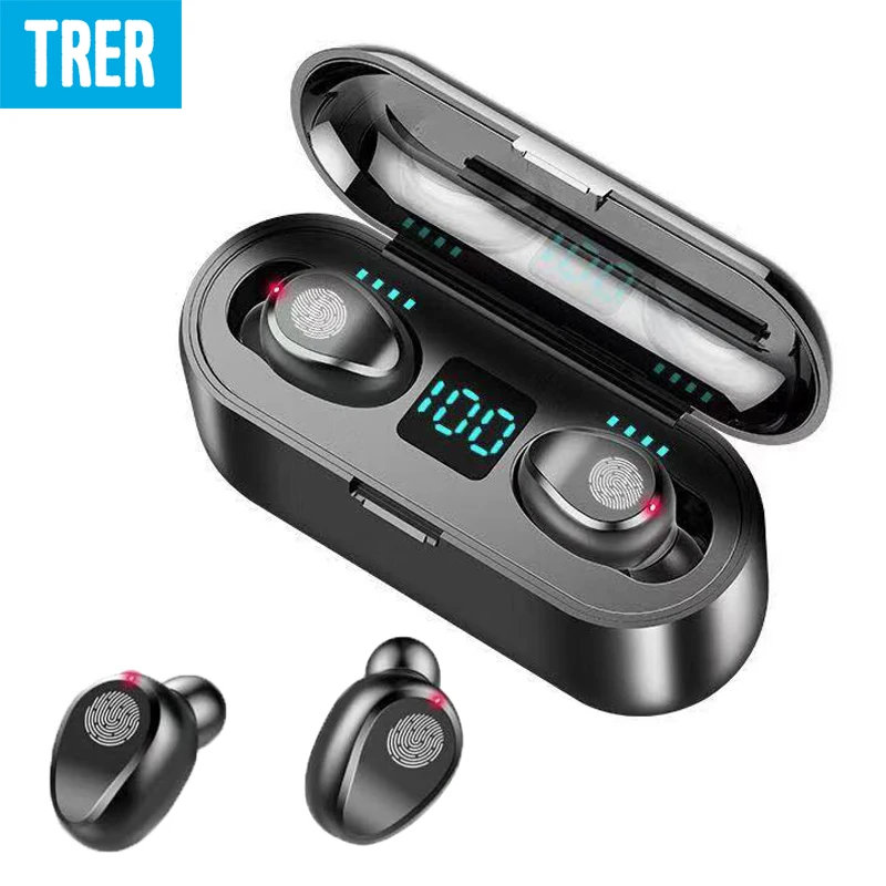

Wireless Headphones Bluetooth 5.0 Touch Control LED Display Bluetooth Earphone with Mic Stereo Earbuds with 2000 mah Power Bank