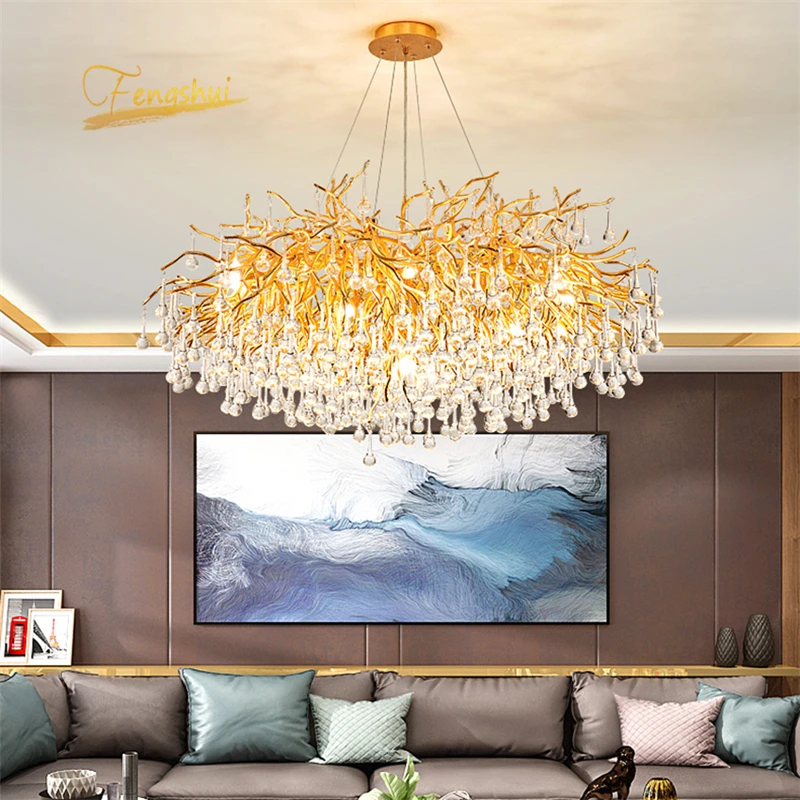 Светодиодные золотые хрустальные люстры в скандинавском стиле роскошное освещение для кухни столовой