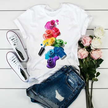 

2020 New Women Color Painting Fashion 3D Printed Casual Short Clothes Summer Lady O Neck Female Tee Short