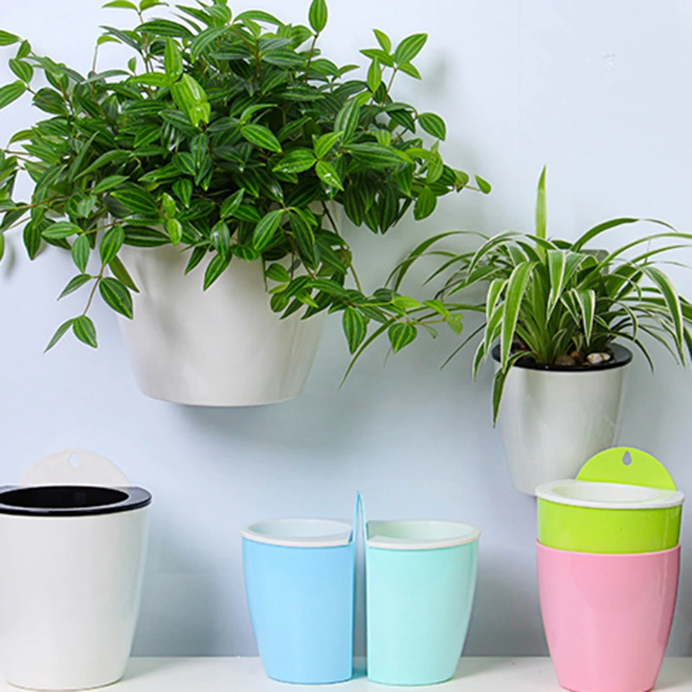 

Automatic Water-Absorbing Flower Pot Hydroponics Wall-Mounted Plastic Home Wall-Mounted Potted Plant Bonsai Mini Garden