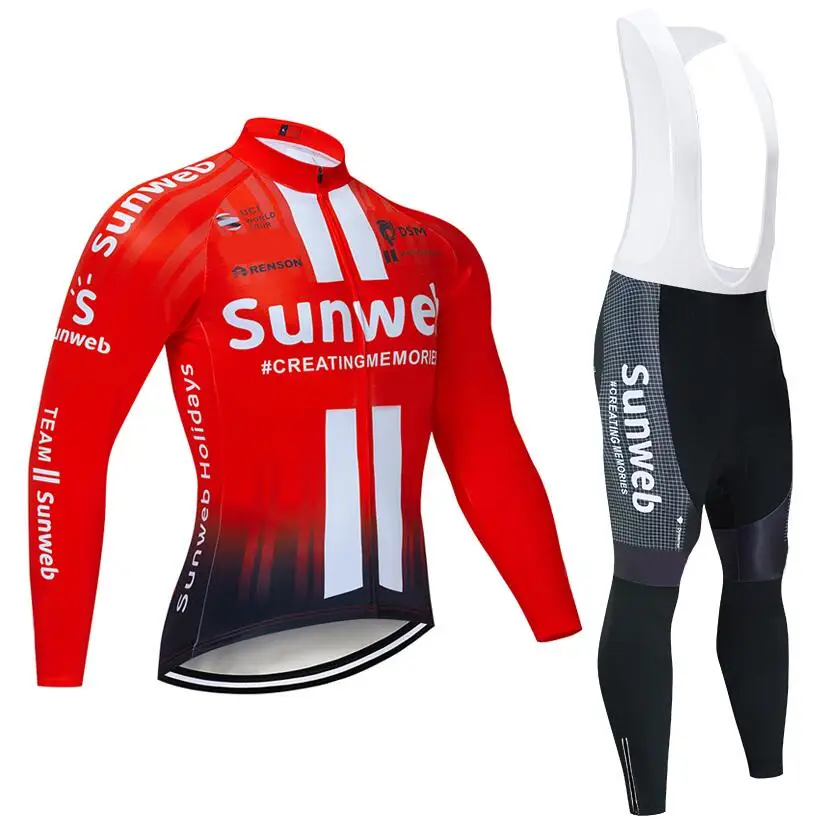 Многоцветный Зима команда sunweb Велоспорт Джерси 20D Pad велосипед брюки костюм Ropa Ciclismo термальная флисовая велосипедная Одежда Майо брюки одежда - Цвет: Многоцветный