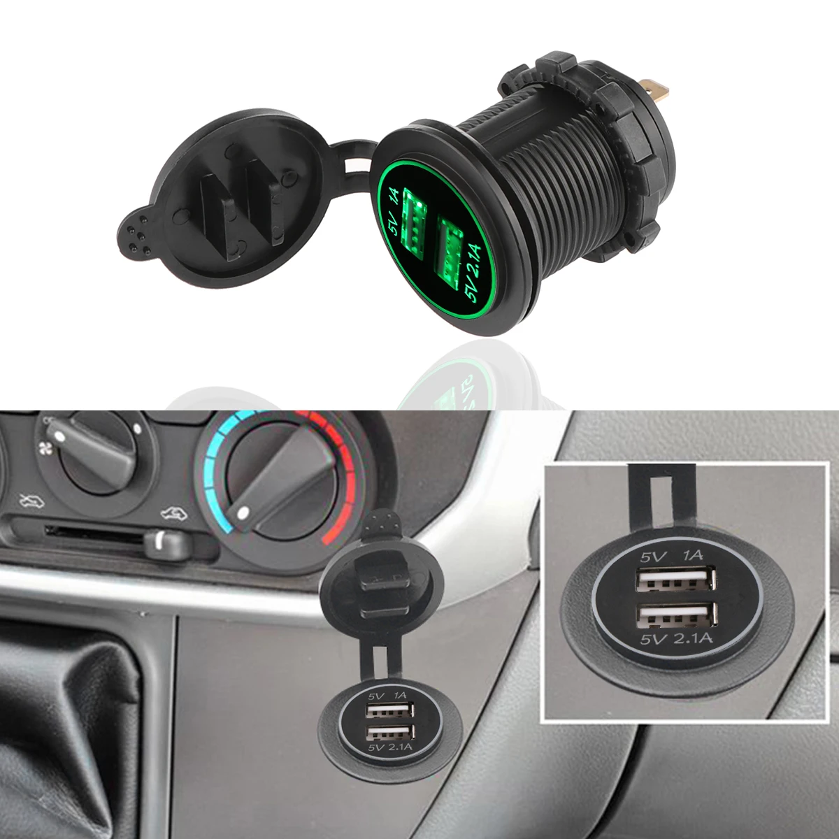 Горячая 3.1A USB Автомобильное зарядное устройство для мотоцикла Авто Грузовик ATV светодиодный свет для лодки Двойная зарядка с usb-разъемом выход адаптера питания - Тип штекера: Green
