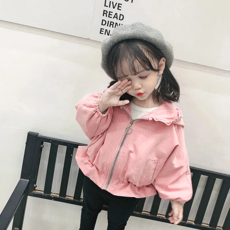 

Korean-style Medium-small Childrenswear 2020 Spring New Products Girls Baby Frilled Hooded Coat Kids' Jacket out Clothes