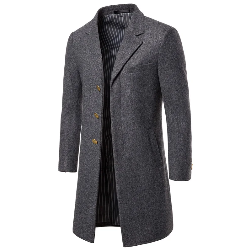 Dark gray Осенне-зимнее пальто для мужчин, модный костюм, Воротник из шерсти и смеси, пальто для мужчин с длинными секциями, повседневное пальто большого размера 6XL, Мужская брендовая одежда - Цвет: Dark gray