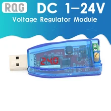 DC-DC LED de 5V a CC, potenciómetro ajustable de 1-24V, USB, convertidor de refuerzo Buck, módulo regulador de voltaje de fuente de alimentación