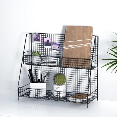 

Desktop storage dormitory artifact multi-layer snack shelf desk wrought iron dining table table cosmetic rack