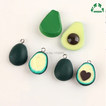 

Slime Charm Beads new Fashion Green Fruit Avocado 10pcs 26mm Resin Cabochon for DIY Phone Case Handmade Art Craft