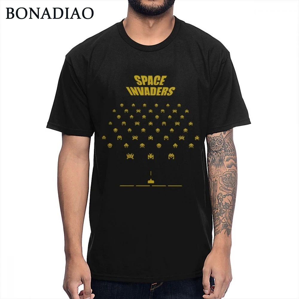 Classic Game Space Invaders T shirt Novelty Comfortable Cotton Homme Tee Shirt |