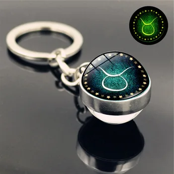 

Luminous 12 Constellation Keychain Glowing In The Dark Glass Ball Pendant Zodiac Key Rings Jewelr Leo Keyringsy Birthday Gifts
