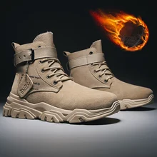 VastWave/мужские военные ботинки из искусственной замши с плюшевой подкладкой; мужские армейские ботинки с боковой пряжкой; Мужская Рабочая обувь