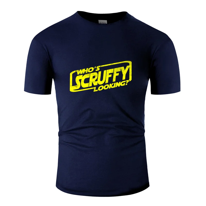Men-Navy Blue Классическая футболка who's scruffy looking dopeyart, уникальная Базовая однотонная мужская футболка, хлопковая Футболка против морщин в стиле хип-хоп - Цвет: Men-Navy Blue