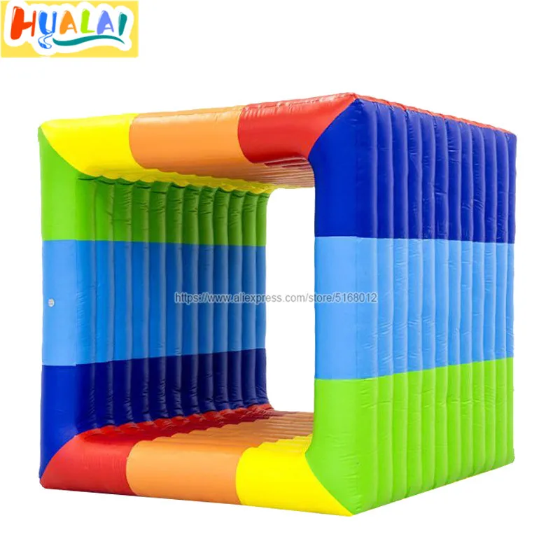

outdoor giant inflatable FLIP-IT rolling cube square rolling lawn roller interactive sports games toys for team building sale