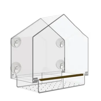 

Bird Feeder Acrylic Transparent Window Viewing Bird Feeders Tray Bird house Pet Water Feeder Suction Cup Mount House