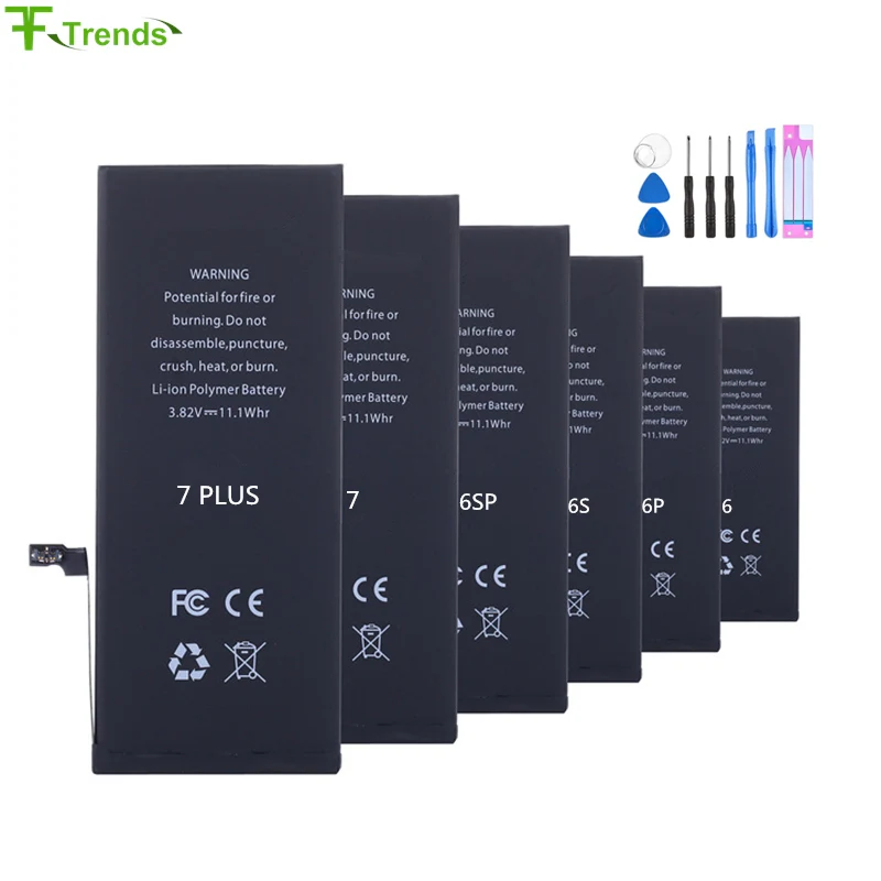 

Mobile Phone Lithium Battery For iPhone 5 6 6s 7 Plus 8 Replacement Batteries With Free Tools And Adhesive Free Shipping