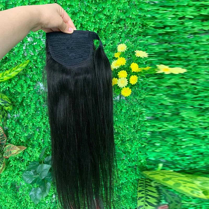 Toysww Ponytail Human Hair Clip in Extensions Machine Remy Straight Brazilian Drawstring Ponytail With Clips in For Women 100g (2)