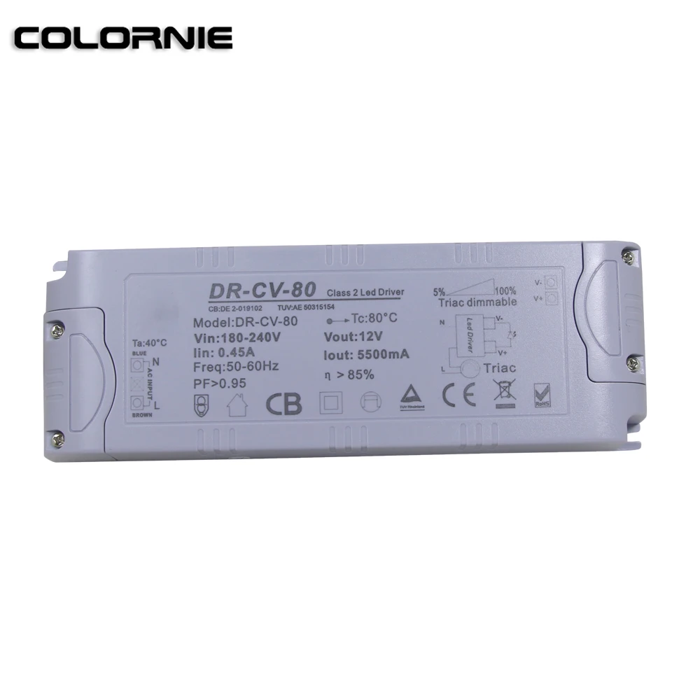 

Led Driver DC12V Power Supply 80W Triac Dimmable Lighting Transformers Constant Voltage AC180-240V