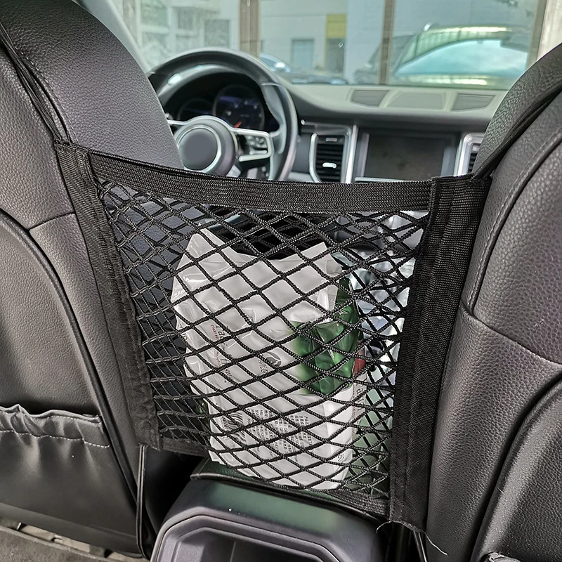 

Auto Car Seat Side Storage Mesh Net Pouch Bag Phone Holder Pocket Back Rear Trunk Organizer Elastic String Magic Sticker