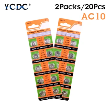 

YCDC 20pcs 1.55V AG10 Button Battery LR1130 389 SR1130 189 LR54 Cell Coin Alkaline Batteries SR54 389 189 For Watch Toys Remote