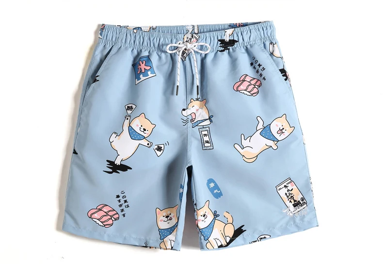 New Men’s Sexy Cartoon Cat Board shorts Floral fashion swimsuit liner Quick dry surfing joggers printed hawaiian bermudas mesh