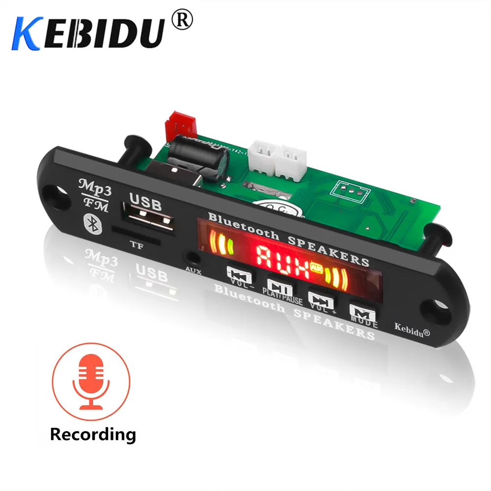 Kebidu Hands-free MP3 плеер декодер доска 5 в 12 В Bluetooth 5,0 6 Вт усилитель автомобиля модуль fm-радио Поддержка FM TF USB AUX рекордеры