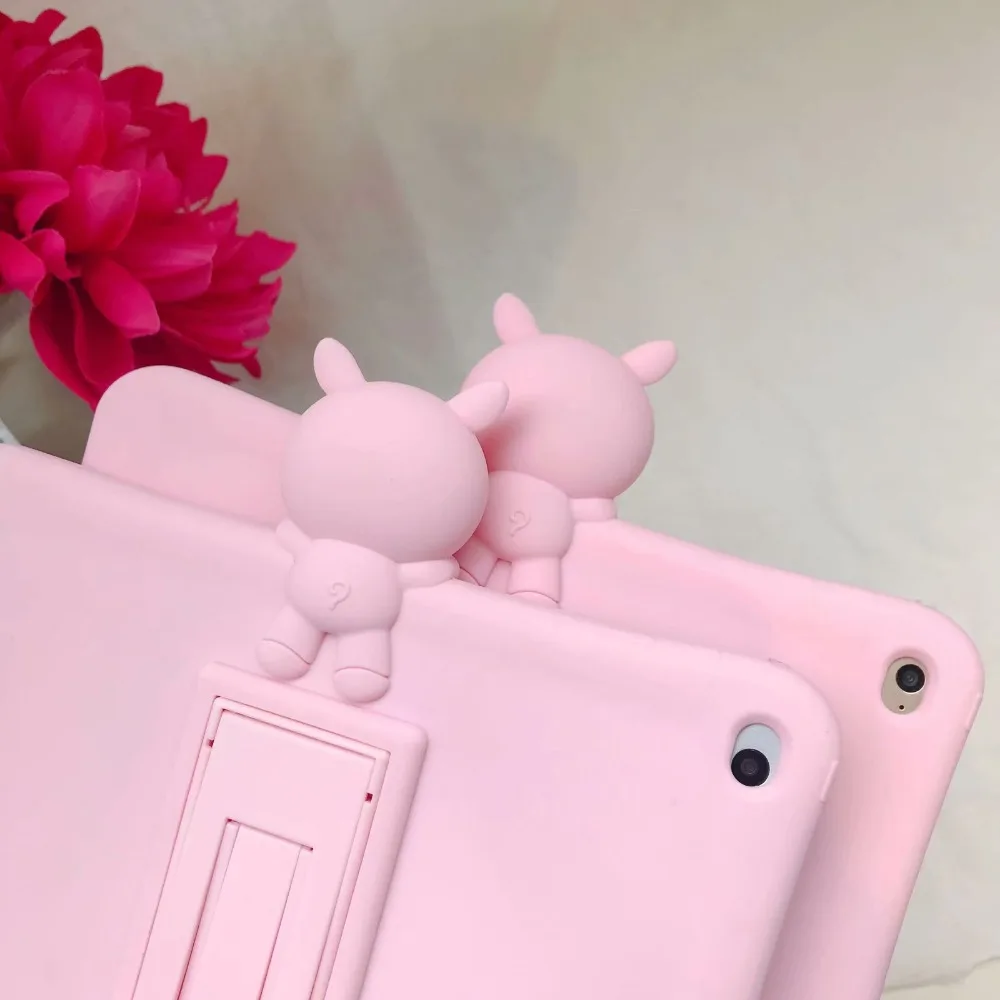 Чехол для планшета для IPad 9,7 Pro 9,7 Air 1 Air 2 Mini 1 2 3 4 Милая Розовая Свинья медведь детская мягкая силиконовая подставка чехол+ ручка